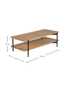 Holz-Couchtisch Easy mit Eichenholzfurnier, Tischplatte: Mitteldichte Holzfaserpla, Beine: Metall, beschichtet, Schwarz, Braun, B 120 x H 37 cm