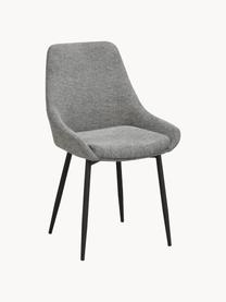 Gestoffeerde stoelen Sierra, 2 stuks, Bekleding: 100% polyester, Poten: gepoedercoat metaal Dit p, Geweven stof grijs, zwart, B 49 x D 55 cm