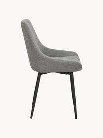 Gestoffeerde stoelen Sierra, 2 stuks, Bekleding: 100% polyester, Poten: gepoedercoat metaal Dit p, Geweven stof grijs, zwart, B 49 x D 55 cm