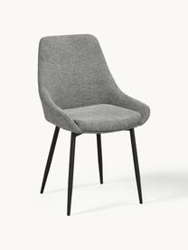 Gestoffeerde stoelen Sierra, 2 stuks, Bekleding: 100% polyester, Poten: gepoedercoat metaal Dit p, Geweven stof grijs, zwart, B 49 x D 55 cm