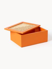 Opbergdoos Carina met Weens vlechtwerk, Doos: MDF, Deksel: MDF, rotan, Oranje, B 23 x H 10 cm