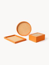 Opbergdoos Carina met Weens vlechtwerk, Doos: MDF, Deksel: MDF, rotan, Oranje, B 23 x H 10 cm