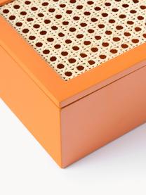 Opbergdoos Carina met Weens vlechtwerk, Doos: MDF, Deksel: MDF, rotan, Oranje, B 23 x H 10 cm