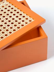 Opbergdoos Carina met Weens vlechtwerk, Doos: MDF, Deksel: MDF, rotan, Oranje, B 23 x H 10 cm