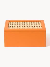 Opbergdoos Carina met Weens vlechtwerk, Doos: MDF, Deksel: MDF, rotan, Oranje, B 23 x H 10 cm