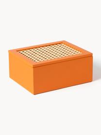 Opbergdoos Carina met Weens vlechtwerk, Doos: MDF, Deksel: MDF, rotan, Oranje, B 23 x H 10 cm