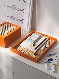 Caja con tejido vienés Carina, Caja: tablero de fibras de dens, Naranja, An 23 x F 10 cm