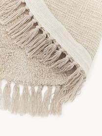 Okrągły ręcznie tuftowany dywan z bawełny z frędzlami Daya, Jasny beżowy, Ø 110 cm (Größe S)