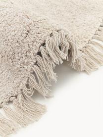 Tappeto rotondo in cotone tessuto a mano con frange Daya, Beige chiaro, Ø 120 cm (taglia S)