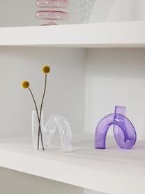 Handgemaakte vaas Zaida, H 12 cm, Glas, Lavendel, transparant, B 11 x H 12 cm