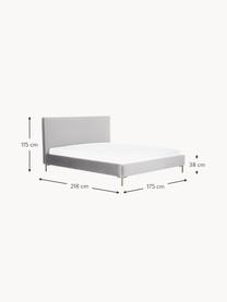 Gestoffeerd fluwelen bed Peace, Bekleding: polyester fluweel, Frame: massief grenenhout en pla, Poten: gepoedercoat metaal Dit p, Fluweel lichtgrijs, B 140 x L 200 cm