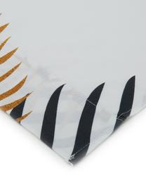 Drap plat en coton Foliage, Blanc, ocre, noir