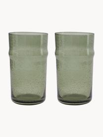 Wassergläser Rain mit Luftblasen, 2 Stück, Glas, Salbeigrün, semi-transparent, Ø 8 x H 14 cm, 470 ml