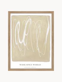 Ingelijste digitale print Wide Open World, Lijst: eikenhout, Wit, lichtbeige, B 30 x H 40 cm