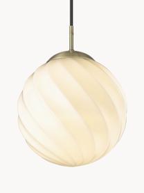 Kleine Pendelleuchte Twist, mundgeblasen, Lampenschirm: Glas, Dekor: Metall, beschichtet, Off White, Ø 25 x H 25 cm