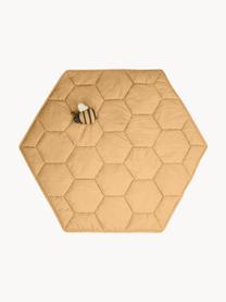 Handgefertigte Spielmatte Honeycomb mit Rasselspielzeug, Bezug: 100 % Baumwolle, Ocker, B 100 x L 100 cm