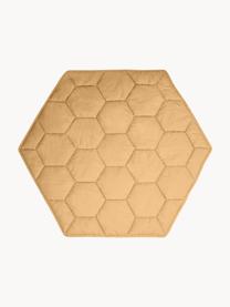 Handgefertigte Spielmatte Honeycomb mit Rasselspielzeug, Bezug: 100 % Baumwolle, Ocker, B 100 x L 100 cm