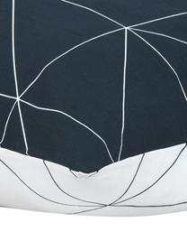 Funda de almohada de algodón Marla, Azul marino y blanco crema estampado, An 50 x L 70 cm