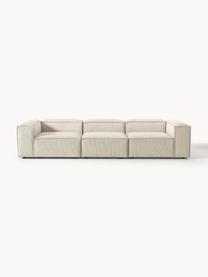 Modulares Sofa Lennon (4-Sitzer) aus Cord, Bezug: Cord (92 % Polyester, 8 %, Gestell: Massives Kiefernholz, Spe, Füße: Kunststoff Dieses Produkt, Cord Hellbeige, B 327 x T 119 cm