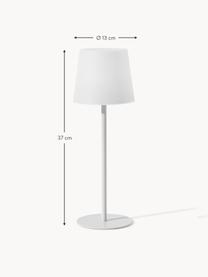 Dimbare tafellamp Fausta met USB-aansluiting, Lampenkap: kunststof, Lampvoet: gecoat metaal, Wit, Ø 13 x H 37 cm