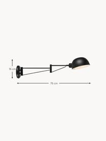 Grote wandspot Portland met stekker, Lamp: gecoat staal, Zwart, D 76 x H 16 cm