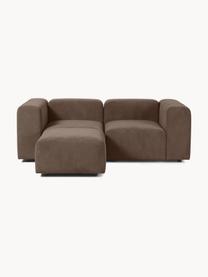 Modulares Sofa Lena (3-Sitzer) mit Hocker, Bezug: Webstoff (88% Polyester, , Gestell: Kiefernholz, Schichtholz,, Füße: Kunststoff, Webstoff Dunkelbraun, B 209 x T 181 cm