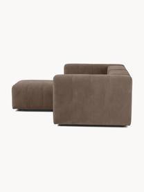 Modulares Sofa Lena (3-Sitzer) mit Hocker, Bezug: Webstoff (88% Polyester, , Gestell: Kiefernholz, Schichtholz,, Webstoff Dunkelbraun, B 209 x T 181 cm