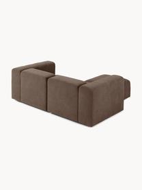 Canapé modulable 3 places avec pouf Lena, Tissu brun foncé, larg. 209 x prof. 181 cm