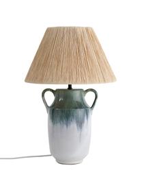 Stolní lampa z papíru a keramiky Azara, Béžová, zelená, Ø 36 cm, V 54 cm