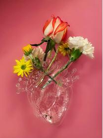 Dizajnová váza zo skla Love, V 24 cm, Sklo, Priehľadná, Š 17 x V 24 cm