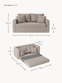 Sofa rozkładana Lido (2-osobowa), Tapicerka: poliester imitujący len D, Nogi: tworzywo sztuczne, Jasnoszara tkanina, S 158 x G 69 cm