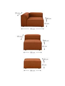 Sofa modułowa z pufem Lennon (4-osobowa), Tapicerka: poliester Dzięki tkaninie, Stelaż: lite drewno sosnowe z cer, Nogi: tworzywo sztuczne Materia, Terakotowa tkanina, S 327 x G 207 cm