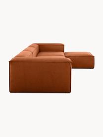 Divano componibile 4 posti con poggiapiedi Lennon, Rivestimento: 100% poliestere Con 115.0, Struttura: legno di pino massiccio, , Piedini: plastica Questo prodotto , Tessuto terracotta, Larg. 327 x Prof. 207 cm