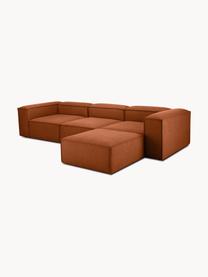 Modulaire bank Lennon (4-zits) met kruk, Bekleding: 100% polyester De slijtva, Frame: massief grenenhout, multi, Poten: kunststof Dit product is , Geweven stof terracotta, B 327 x D 207 cm