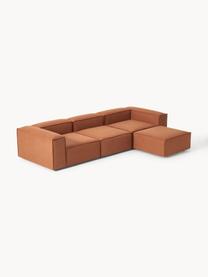 Canapé modulable 4 places avec pouf Lennon, Tissu terracotta, larg. 327 x prof. 207 cm