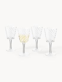 Bicchieri da vino fatti a mano Carson 4 pz, Vetro soda-calce, Trasparente, bianco, Ø 9 x Alt. 19 cm, 300 ml