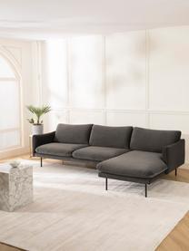 Samt-Ecksofa Moby, Bezug: Samt (Hochwertiger Polyes, Gestell: Massives Kiefernholz, Beine: Metall, pulverbeschichtet, Samt Taupe, B 280 x T 160 cm, Eckteil links