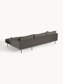 Sofa narożna z aksamitu Moby, Tapicerka: aksamit (wysokiej jakości, Stelaż: lite drewno sosnowe, Nogi: metal malowany proszkowo , Taupe aksamit, S 280 x G 160 cm, lewostronna