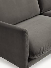 Canapé d'angle en velours Moby, Velours taupe, larg. 280 x prof. 160 cm, méridienne à gauche