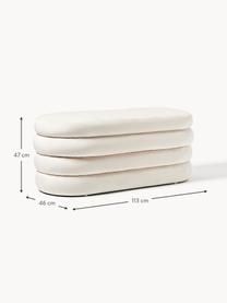 Panca imbottita in velluto con vano contenitore Alto, Rivestimento: velluto (100% poliestere), Struttura: legno di pino, compensato, Velluto bianco latte, Larg. 113 x Prof. 46 cm