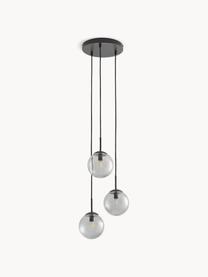 Cluster hanglamp Edie van rookglas, Decoratie: gepoedercoat metaal, Donkergrijs, transparant, zwart, B 30 x D 30 cm