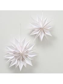 Étoile de Noël à suspendre Kassia, 2 élém., Papier, Blanc, Lot de différentes tailles