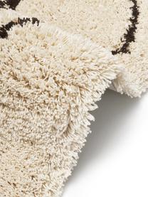 Pluizige hoogpolige loper Naima, handgetuft, Onderzijde: 100% katoen Het materiaal, Beige, zwart, 80 x L 200 cm