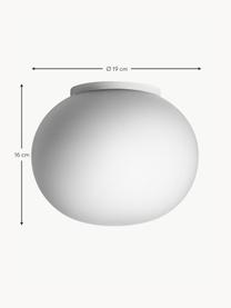Plafón pequeño Glo-Ball, Pantalla: vidrio, Estructura: aluminio recubierto, Blanco, Ø 19 x Al 16 cm