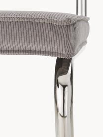 Silla cantilever de pana Kink, Tapizado: pana (88% nylon, 12% poli, Estructura: metal cromado, Pana gris, cromo, An 48 x F 48 cm