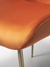 Zamatová čalúnená stolička Tess, Zamatová oranžová, odtiene zlatej, Š 49 x H 64 cm