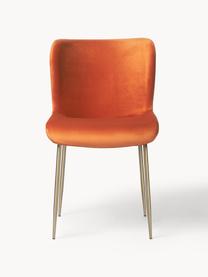 Samt-Polsterstuhl Tess, Bezug: Samt (100 % Polyester) De, Beine: Metall, pulverbeschichtet, Samt Orange, Goldfarben, B 49 x T 64 cm