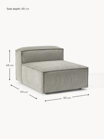 Mittelmodul Lennon aus Cord, Bezug: Cord (92 % Polyester, 8 %, Gestell: Massives Kiefernholz, Spe, Cord Grau, B 89 x T 119 cm