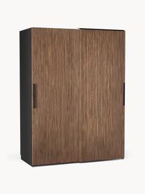 Armoire modulaire à portes coulissantes Simone, larg. 150 cm, plusieurs variantes, Aspect bois de noyer, noir, Premium Interior, larg. 150 x haut. 236 cm