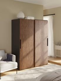 Armoire modulaire à portes coulissantes Simone, larg. 150 cm, plusieurs variantes, Aspect bois de noyer, noir, Premium Interior, larg. 150 x haut. 236 cm